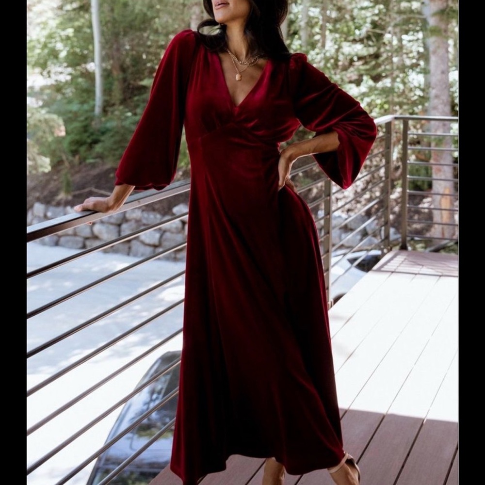 Adelita Burgundy Maxi Dress